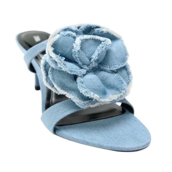 Zara Shoes - NWT Zara Floral Denim Heels Sandals